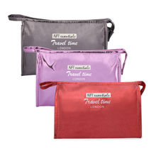 NFI Essentials PU Pack of 3 Reflective Makeup Pouch for Women, Stylish Pouches for Makeup